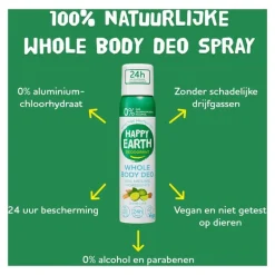 Happy Earth 100% Natural Whole Body Deo Spray Cedar Lime 100ML