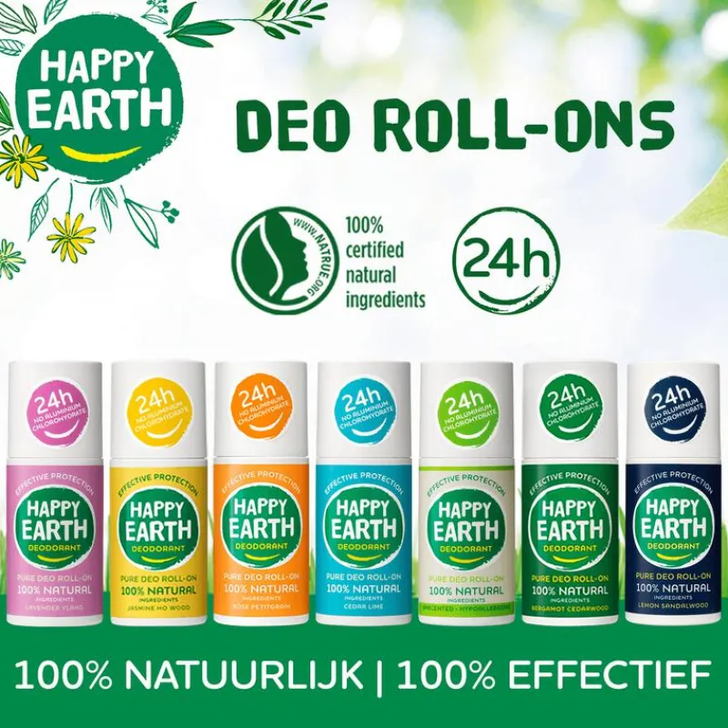 Happy Earth 100% Natuurlijke Jasmine Ho Wood Deodorant Roller 75 ML