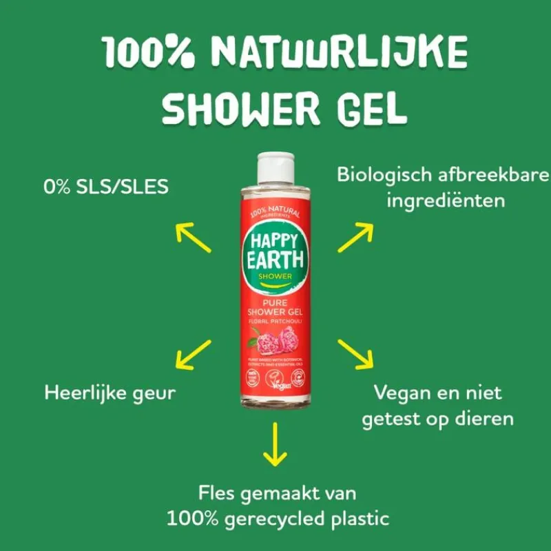 Happy Earth 100% Natuurlijke Shower Gel Floral Patchouli
