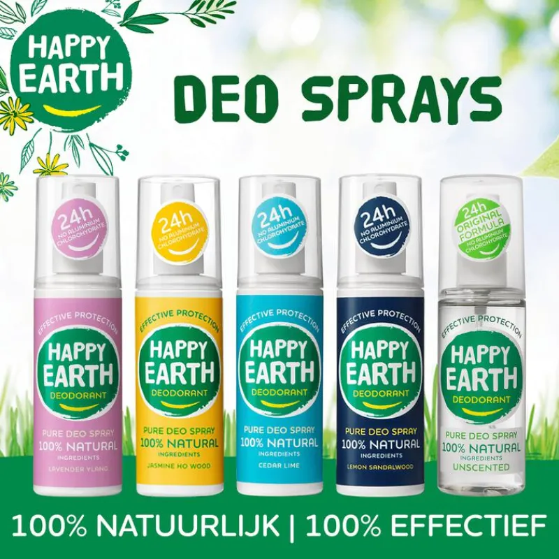 Happy Earth 100% Natuurlijke Unscented Deodorant Spray 100 ML