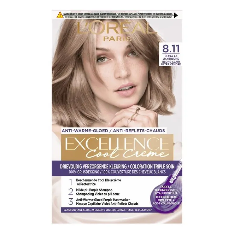 L'Oréal Paris Excellence Cool Creams Permanente Haarverf 8.11 Ultra Ash Lichtblond