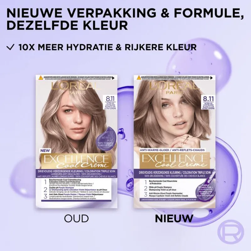 L'Oréal Paris Excellence Cool Creams Permanente Haarverf 8.11 Ultra Ash Lichtblond