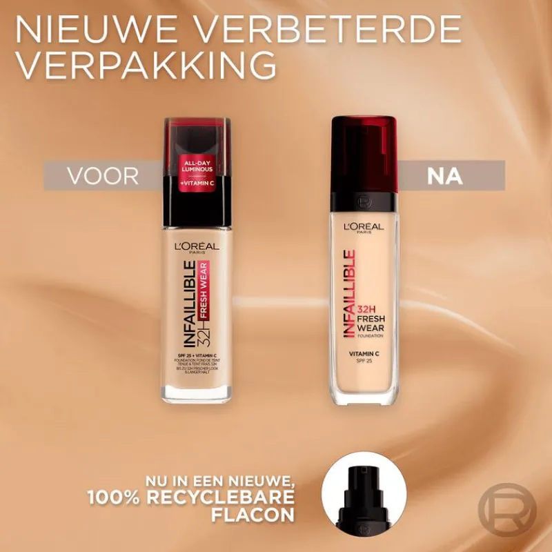 L'Oréal Paris Infaillible 32HR Fresh Wear 365 Deep Gold Foundation met SPF25 30 ML