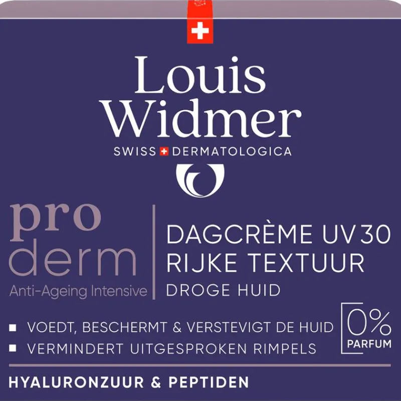 Louis Widmer Proderm Dagcrème Rijke Textuur SPF30 Zonder Parfum 50 ML