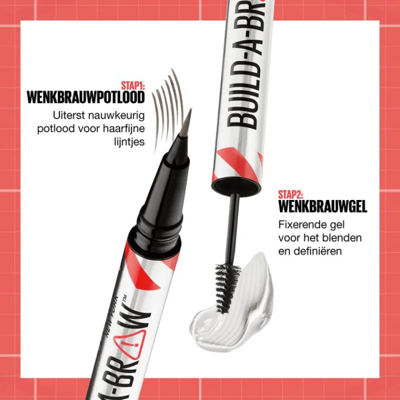 Maybelline New York BUILD A BROW Wenkbrauwpen/fixeergel 257 Medium Brown