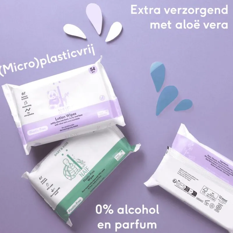 Naïf Plasticvrije Lotion Billendoekjes 8x54 stuks