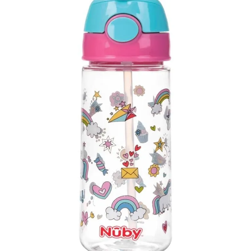 Nûby Beker met Zacht Rietje en Drukknop Uit Tritan Roze 3+ J 540 ML