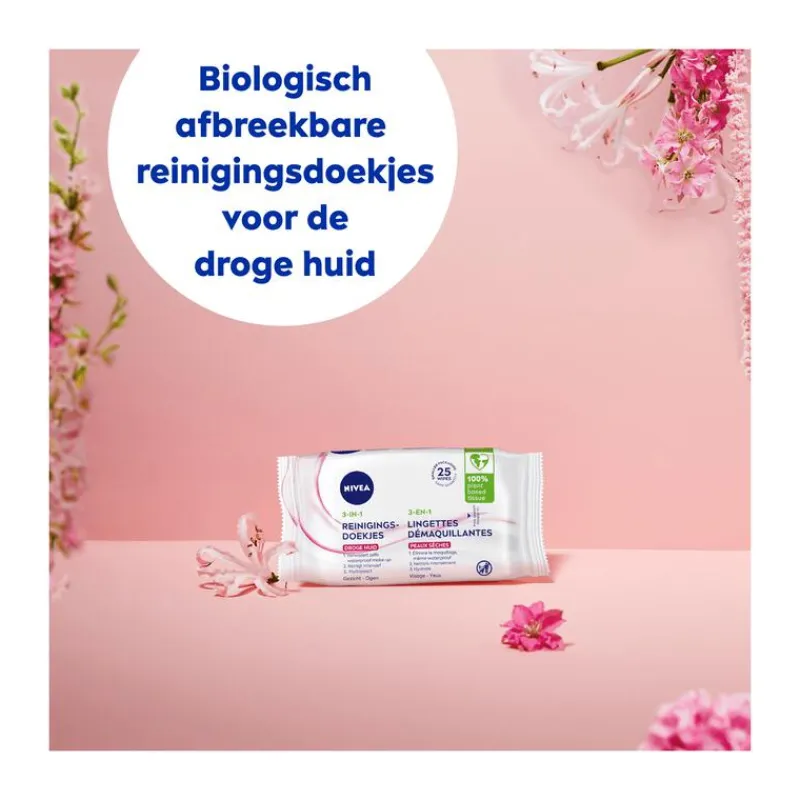 NIVEA 3-in-1 Reinigingsdoekjes Droge Huid 25 stuks