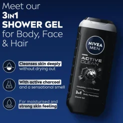 Heren NIVEA MEN Active Clean 3-in-1 Douchegel 500 ML