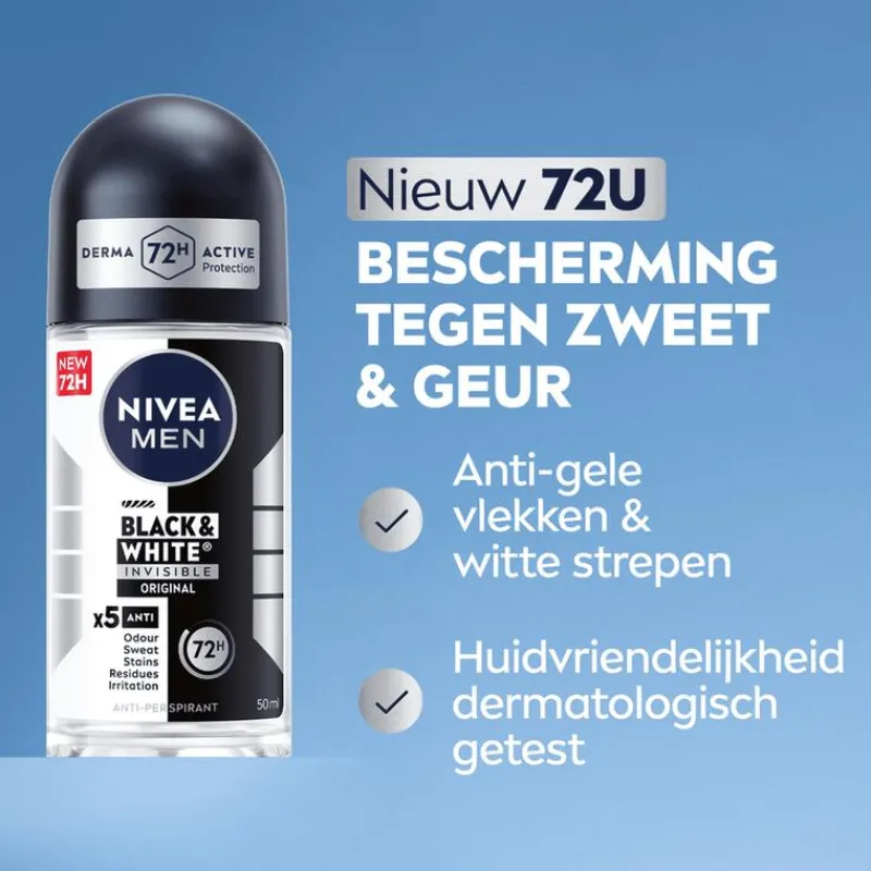 NIVEA MEN Black & White Invisible Original Deodorant Roller 50 ML
