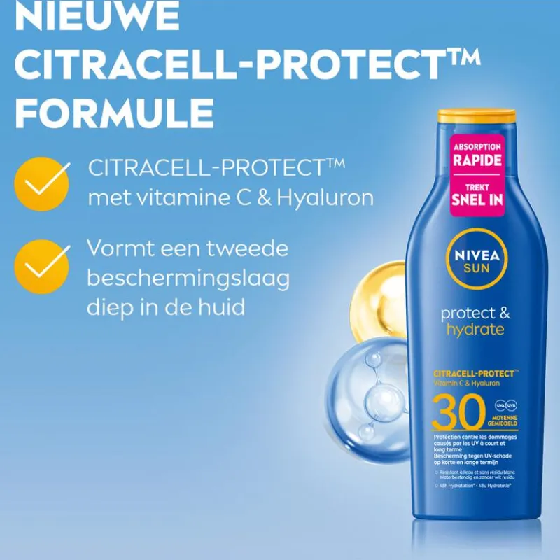 NIVEA SUN Zonnebrand Protect & Hydrate Zonnemelk SPF30 200 ML