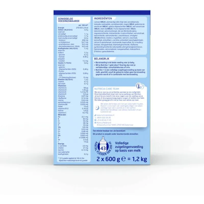 Nutrilon 1 Volledige Zuigelingenvoeding Baby 0-6 Maanden 1200 gram