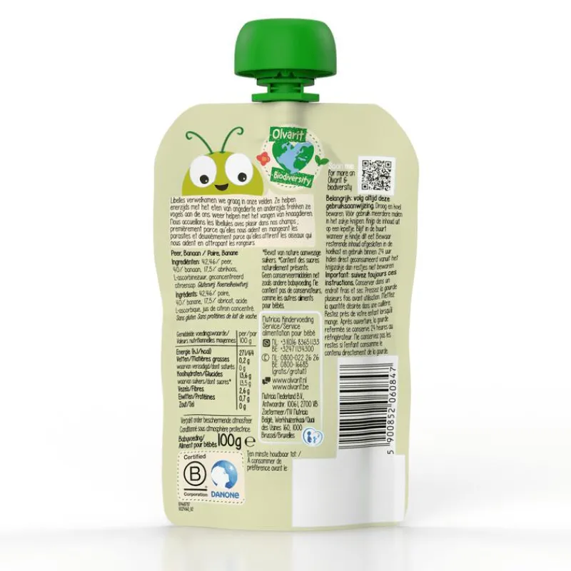 Olvarit Knijpfruit 6+ Peer Banaan 100 gram