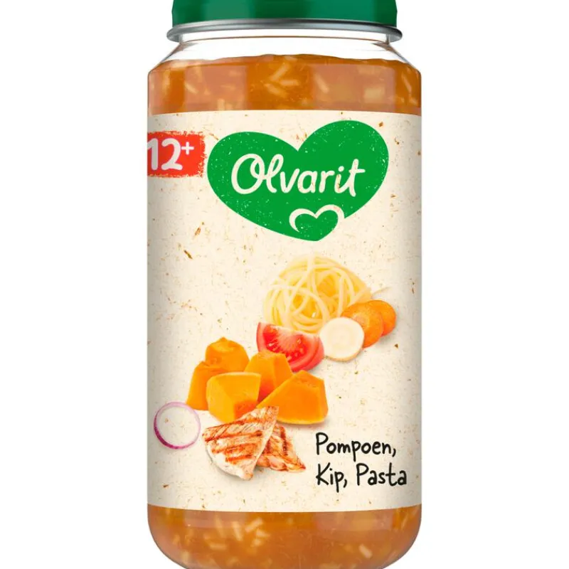 Olvarit Pompoen Kip Pasta Babyhapje 12+ maanden 250 GR