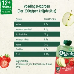 Organix Bio Knijpfruit Appel, Aardbei, Quinoa