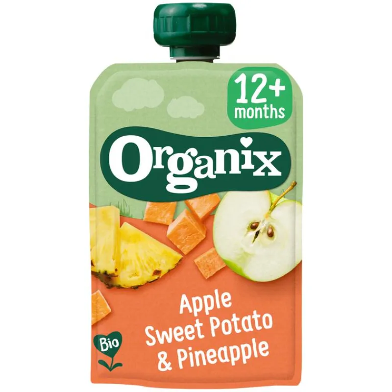 Organix Bio Knijpfruit Appel, Zoete aardappel, Ananas