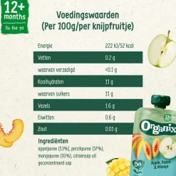 Organix Bio Knijpfruit Appel, Perzik, Mango