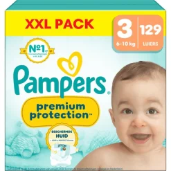 Pampers Premium Protection XXL Pack Luiers Maat 3 6-10 KG 129 Stuks