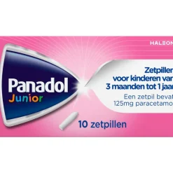Panadol Junior Zetpillen 125 mg Paracetemol voor Kinderen van 3 maanden tot 1 jaar