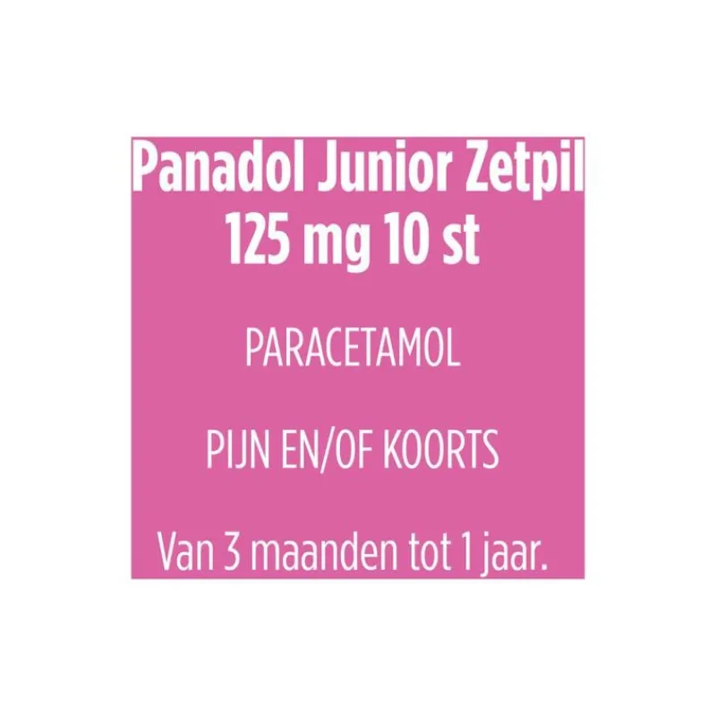 Panadol Junior Zetpillen 125 mg Paracetemol voor Kinderen van 3 maanden tot 1 jaar