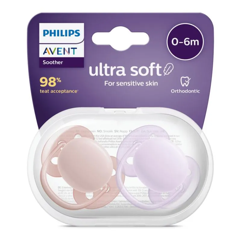 Philips Avent Fopspeen Ultra Soft 0-6M Double Pack, mixed - SCF091/39