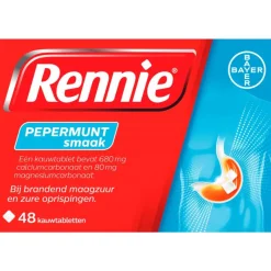 Rennie Pepermunt Kauwtabletten Bij Brandend Maagzuur 48 stuks