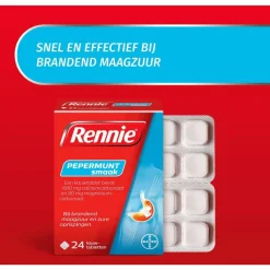 Rennie Pepermunt Kauwtabletten Bij Brandend Maagzuur 24 stuks