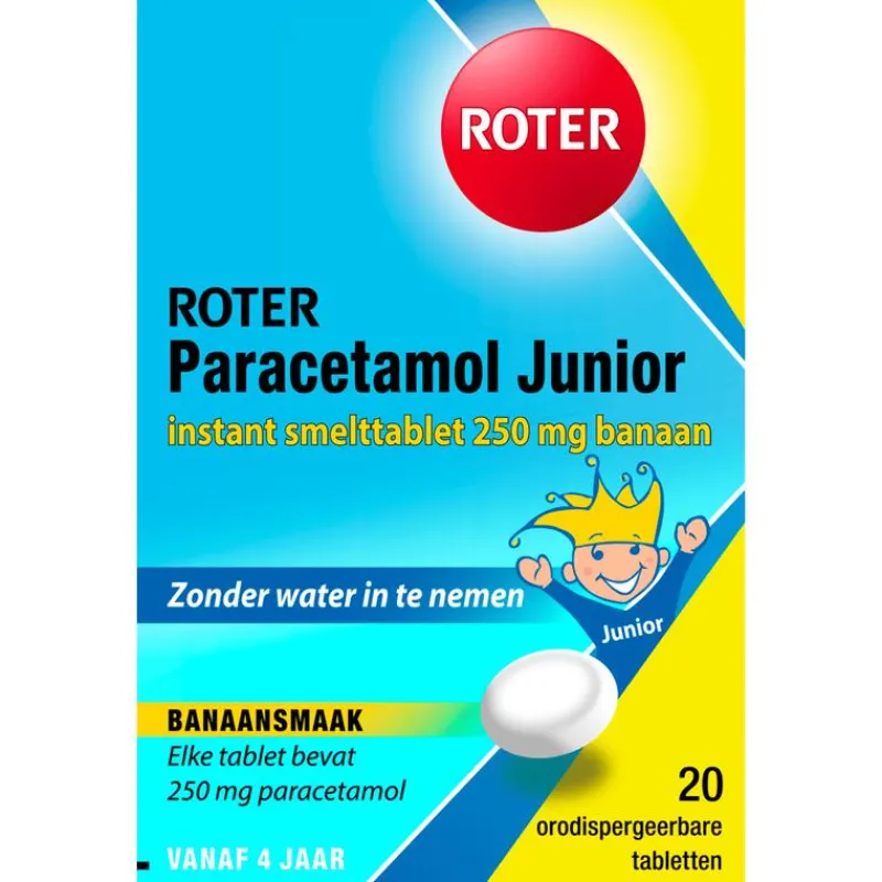 Roter Paracetamol smelttablet 250 mg Junior 20 tabletten