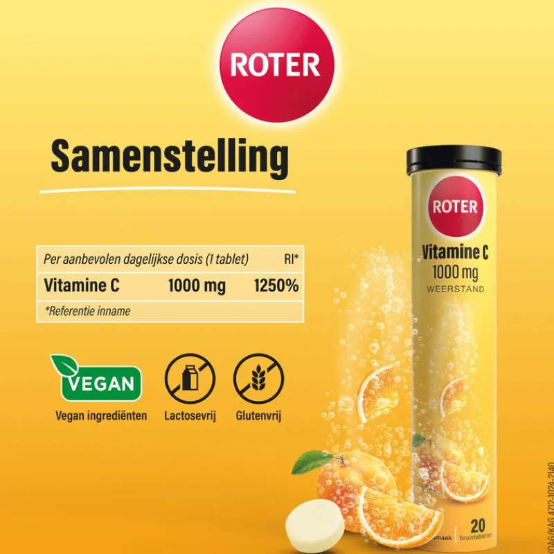 Roter Vitamine C Bruis 1000 mg Abrikoos-Sinaasappel 20 bruistabletten