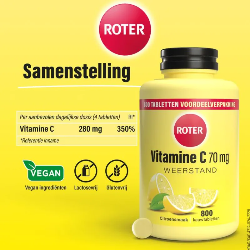 Roter Vitamine C 70 mg citroen 800 kauwtabletten