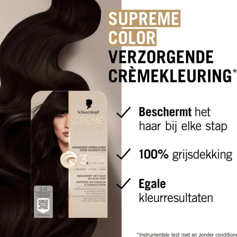 Schwarzkopf Creme Supreme Haarkleuring 3-0 Natuurlijk Zeer Donkerbruin