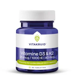 Vitakruid vit D3&K2 tabletten 90 stuks