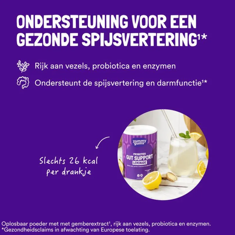 Yummygums Gut Support Lemonade Suikervrij 240 GR