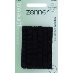 Zenner Haarelastiek Recycled Polyester/Organic Cotton Zwart 6 stuks